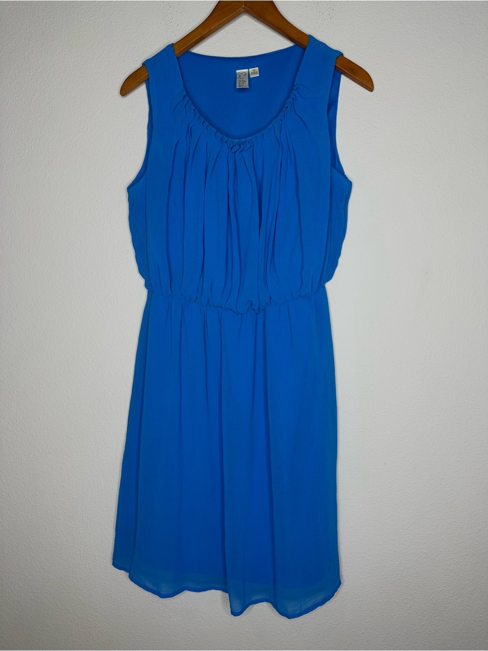 Cobalt Blue Sleeveless Chiffon Dress Size 12 Stretch Pull on